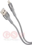 Кабель iPhone USB - Lightning Borofone BX21 (2.4A, оплетка ткань) (серый)