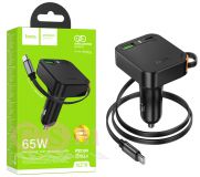 Автомобильное зарядное устройство (АЗУ) Hoco NZ18 USB/Type-C (65W, QC3.0, PD, 1Type-C, 1USB, кабель Type-C) (черный)